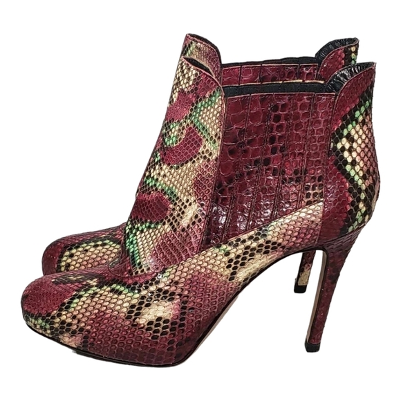 Francesco Sacco Python Skin Ankle Boots SZ 38.5 Made in Italy NEW - Picture 2 of 15